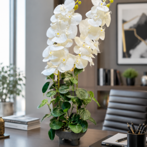 Elegant White Orchid Arrangement 40cm