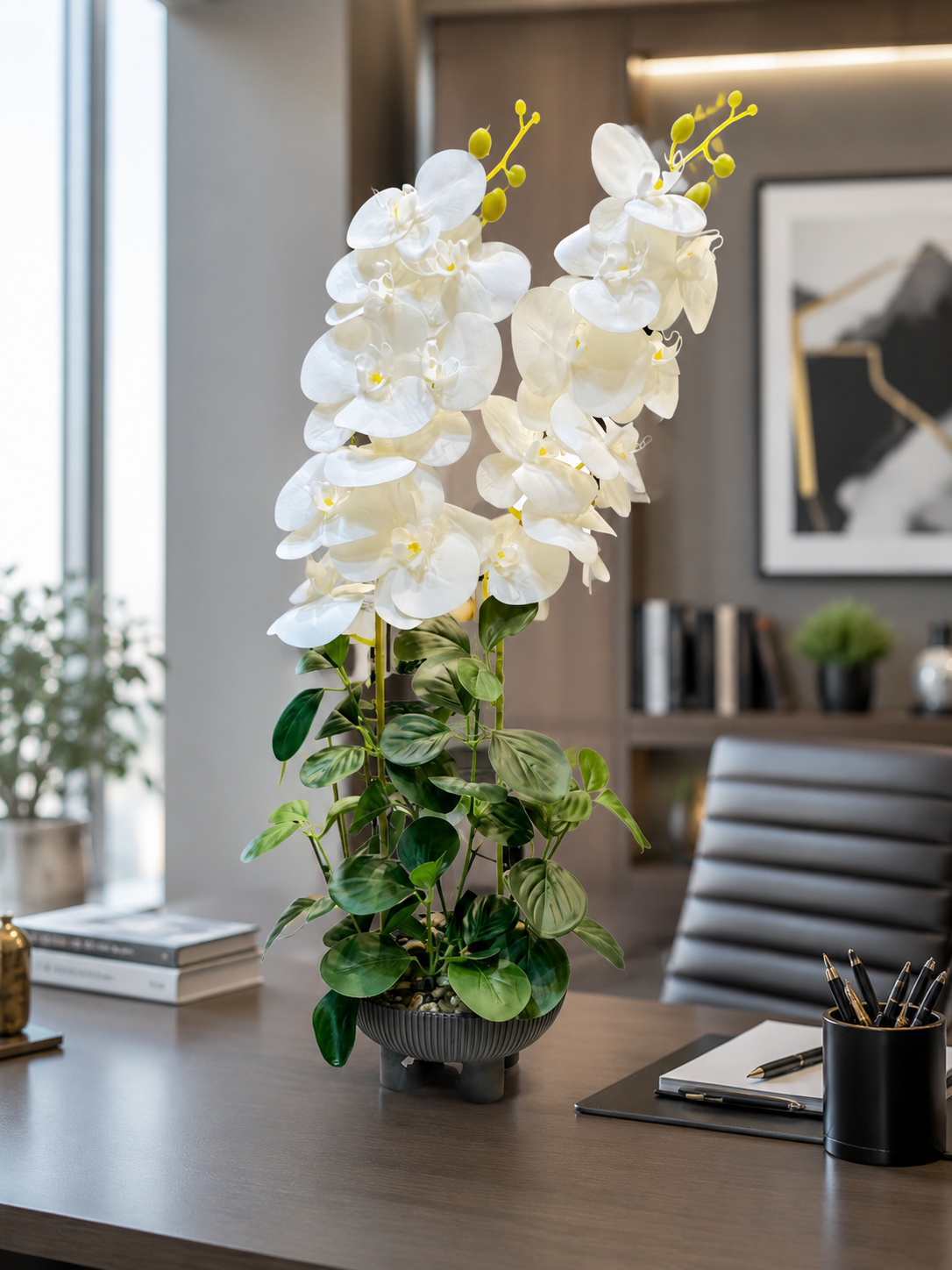 Elegant White Orchid Arrangement 40cm