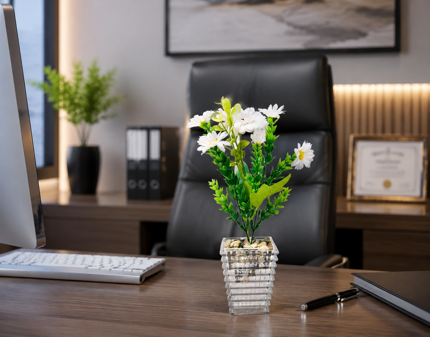 “Bring Fresh Elegance to Your Desk 🌿 Stunning White Flower Plant” 30cm - Image 2