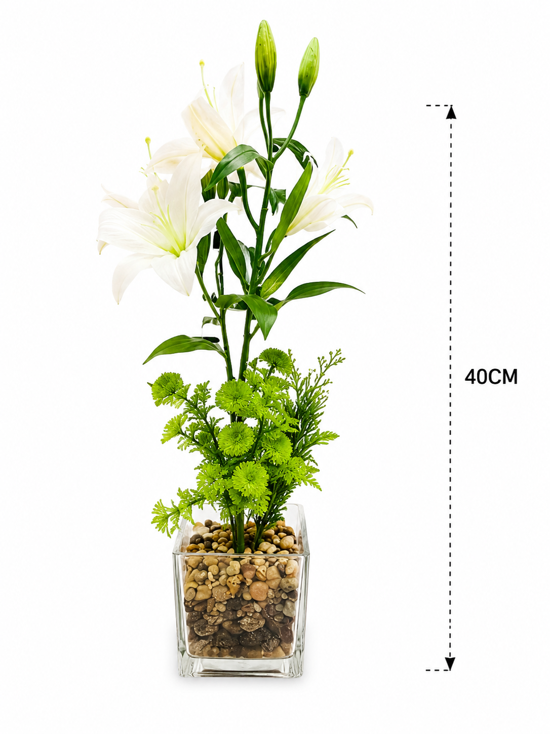 🤍 Luxury White Lily Arrangement – Premium Artificial Table Decor 40CM - Image 3