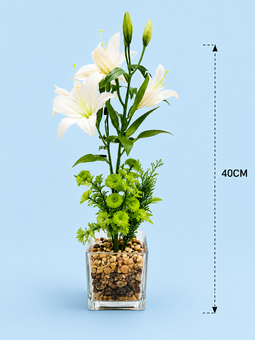 🤍 Luxury White Lily Arrangement – Premium Artificial Table Decor 40CM