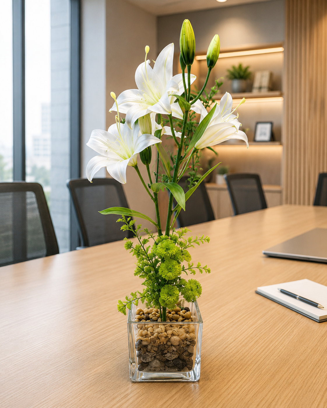 🤍 Luxury White Lily Arrangement – Premium Artificial Table Decor 40CM - Image 2