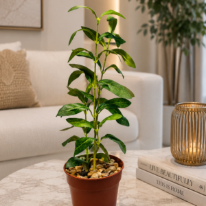 Premium Artificial Green Indoor Plant with Decorative Pot | Realistic Faux Plant | Home & Office Table Decor | Maintenance Free | Modern Decorative Plant