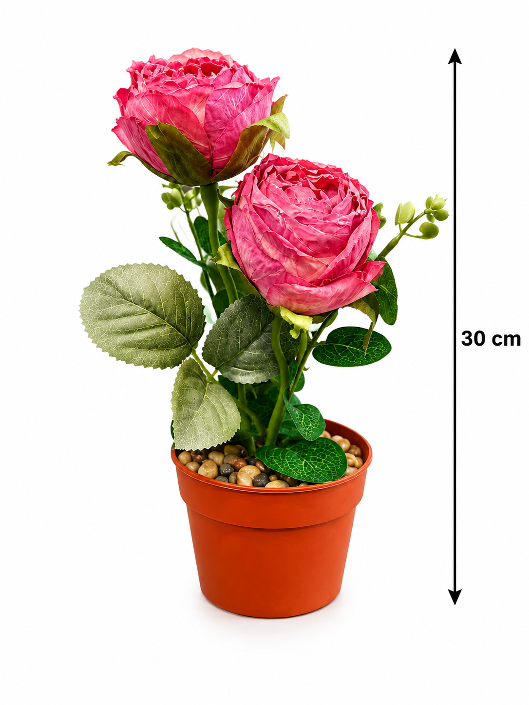 Artificial Pink Rose Plant Decorative Tabletop Flower Pot Arrangement - Image 2
